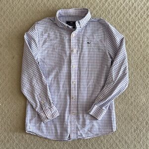 Vineyard Vines Boy’s White Button-Down Shirt with Blue & Pink Size Medium